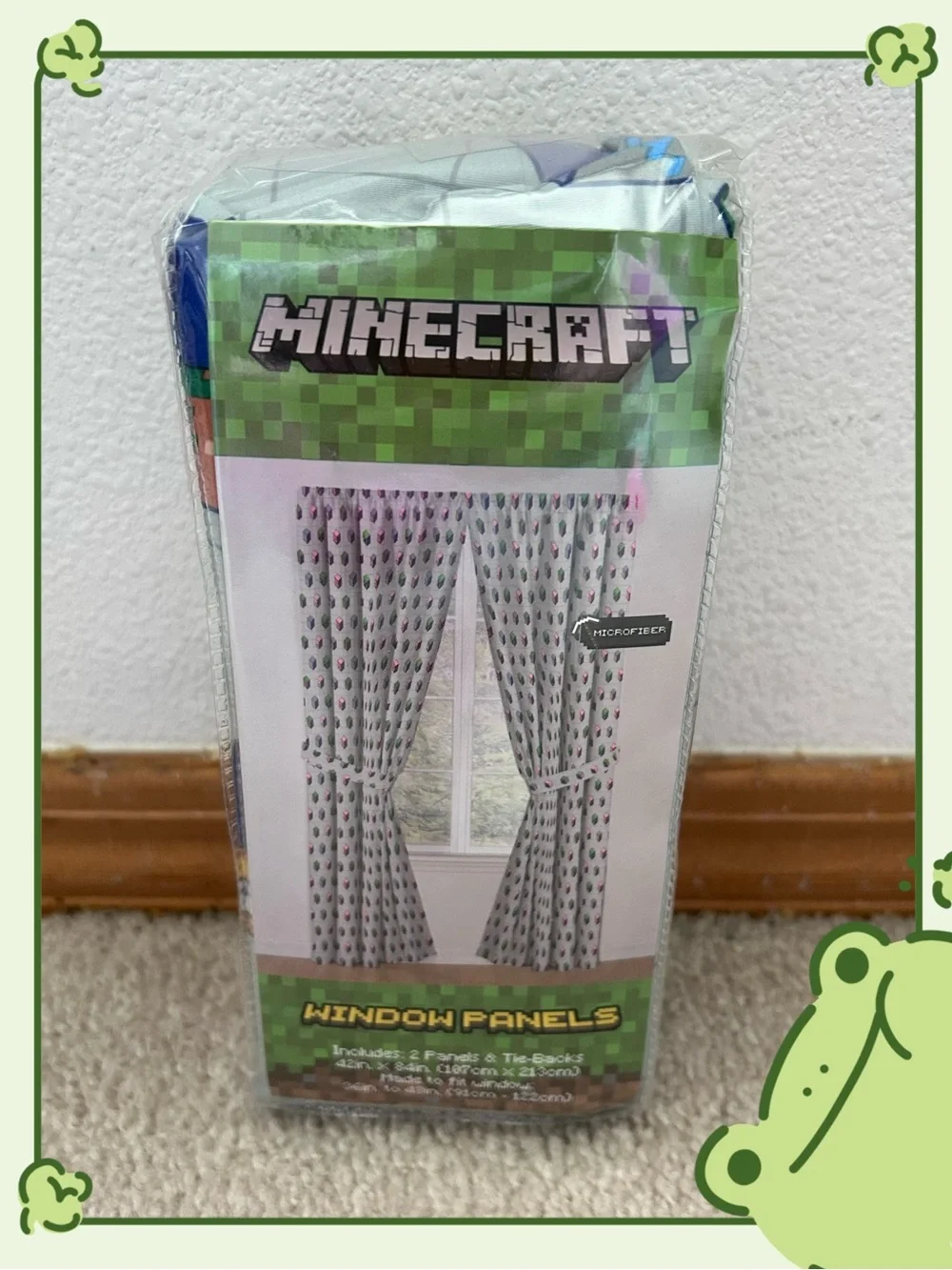 Jay Franco Minecraft Genda Iso Animals Window Panels & Tie-Backs Set 42”X84” New